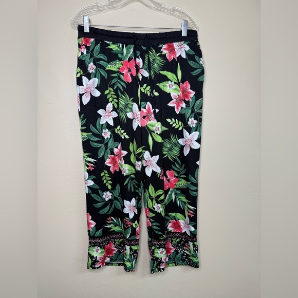 Cuddl Duds Tropical Pajama Set T Shirt Capri Pants Size Medium - Picture 3 of 10